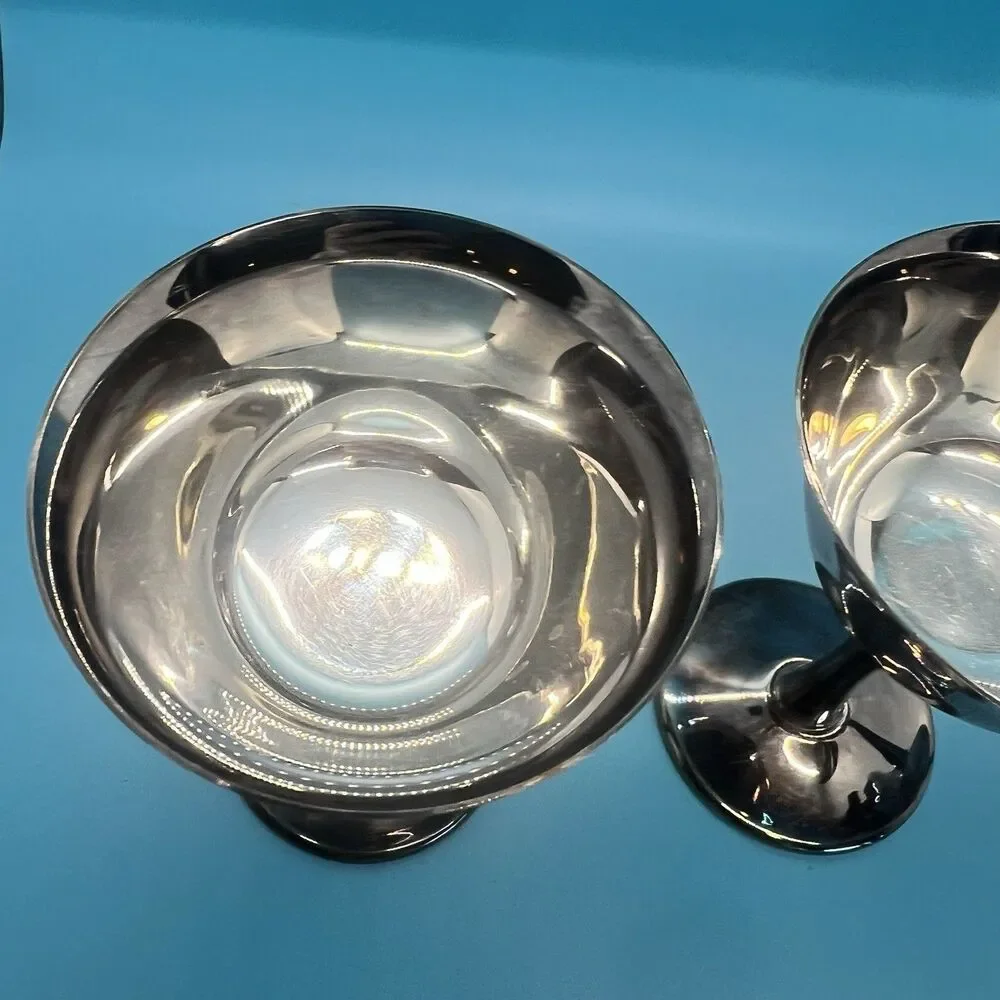 De Uberti Italy Silver Plated Goblets Set of 3 Vintage Italian Glasses